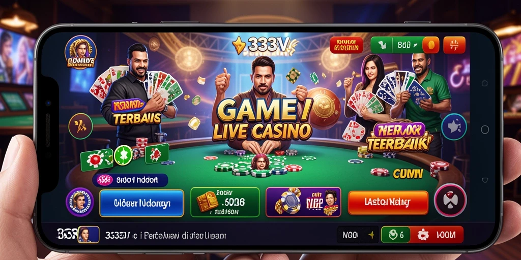 Screenshot gameplay <strong>333V</strong> menampilkan dealer dan meja permainan yang menarik.