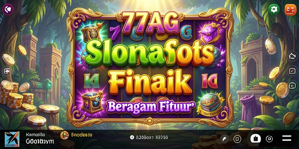 Tangkapan layar gameplay 77AG menunjukkan gulungan yang berputar dengan grafis menawan.