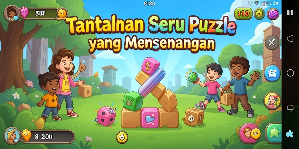 Tampilan gameplay menantang puzzle di 8180 dengan desain grafis menarik.