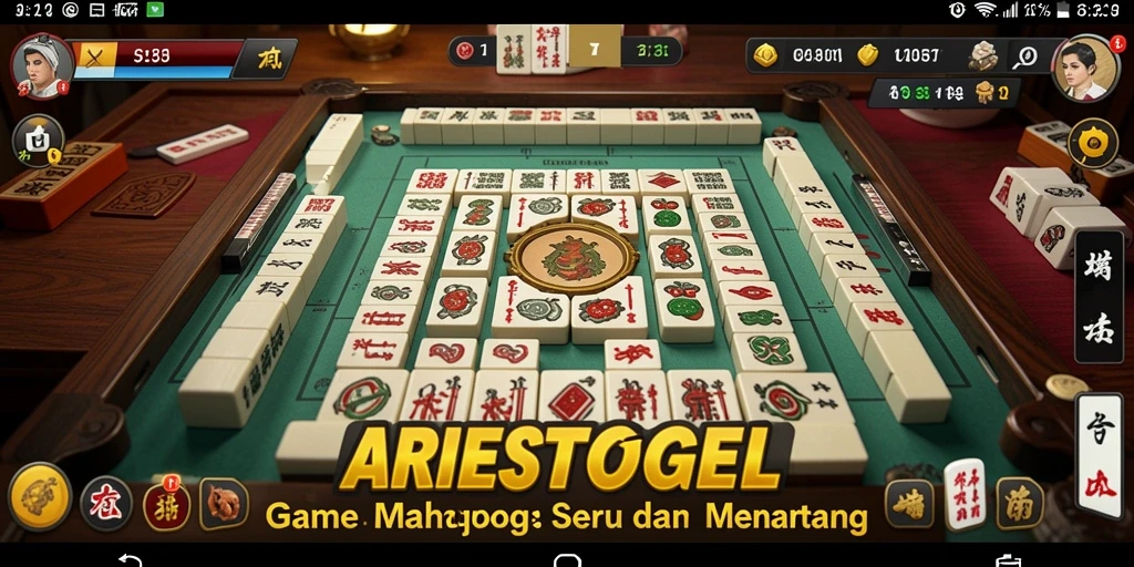 Tangkapan layar utama ARIESTOGEL menampilkan gameplay Mahjong yang menarik.
