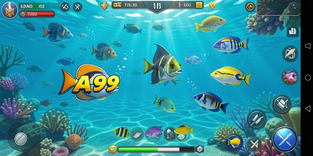 Tampilan gameplay seru dari FA99 saat menembak ikan.
