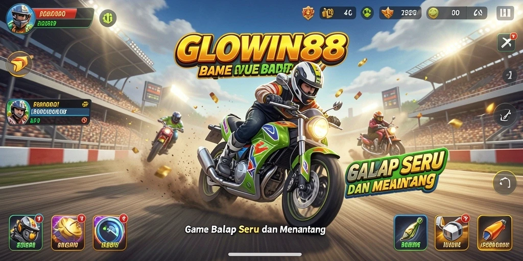Tampilan game balap GLOWIN88 dengan grafik memukau.