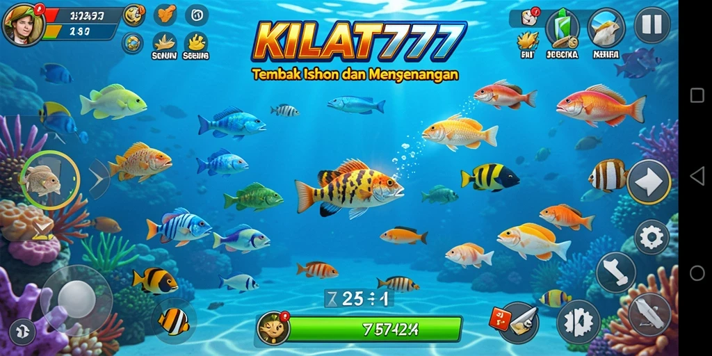 Tampilan gameplay KILAT777 yang menegangkan saat berburu ikan.