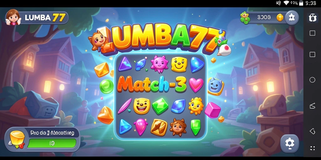 Screenshot gameplay LUMBA77 yang menampilkan keseruan permainan Match-3.