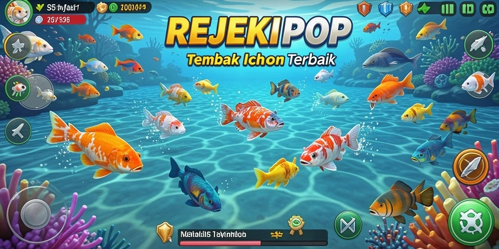 Tangkapan layar gameplay seru REJEKIPOP dengan aksi menembak ikan.