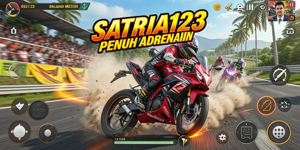 Gameplay balapan motor yang seru dan penuh aksi.