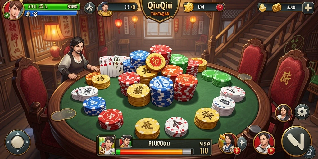 Tampilan gameplay QiuQiu yang menegangkan dan seru.